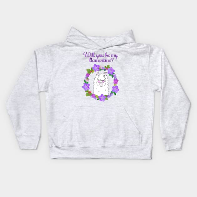 Will you be my llamentine? Kids Hoodie by Purrfect